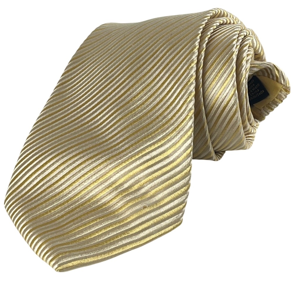 Donald J. Trump Necktie Mens One Size Gold Cream Striped Silk Signature Tie
